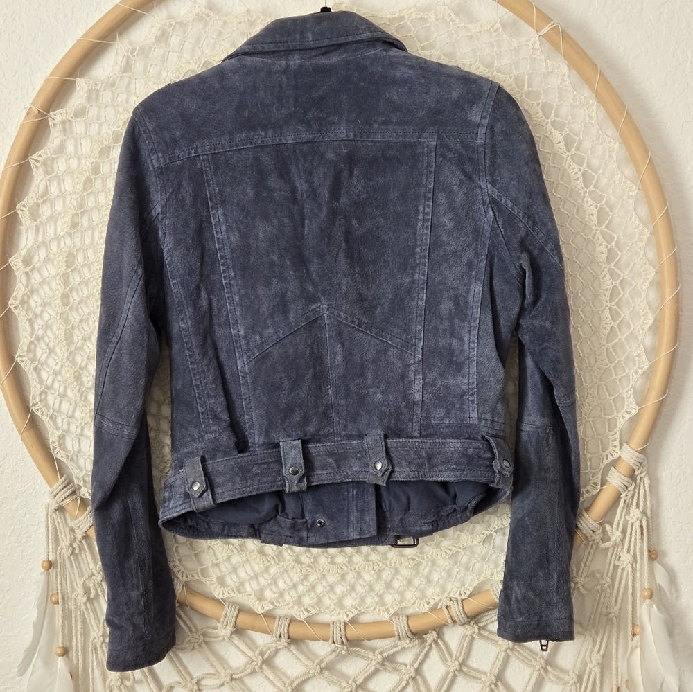 BLANK NYC Blue Suede Moto Jacket - Picture 5 of 12